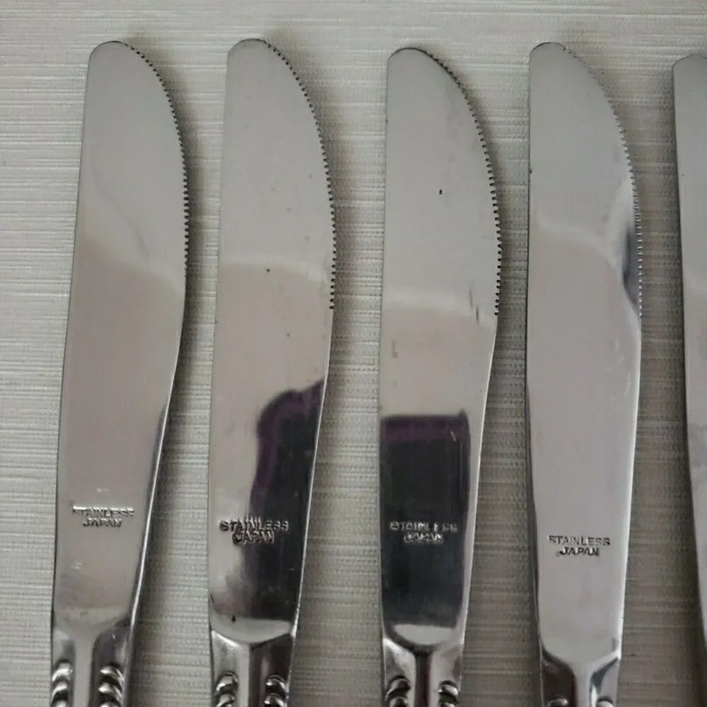Columbia Stainless Dinner Knives Beaded Floral 8.5